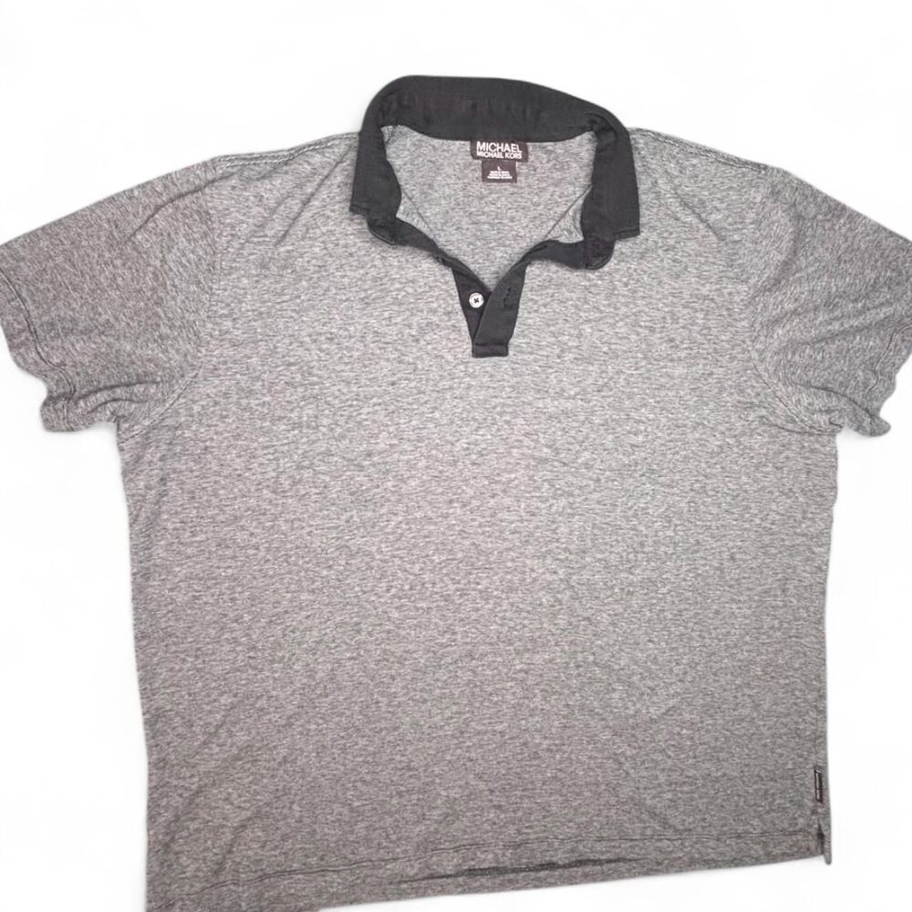 Michael Kors Gray Heather Polo Shirt Men’s Large Casual Minimalist Preppy